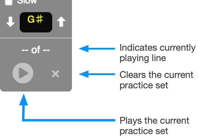 Practice set playback controls